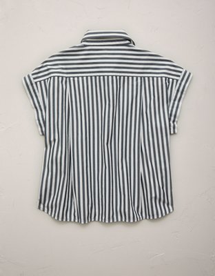 AE77 Cropped Poplin Short-Sleeve Shirt