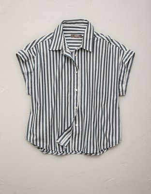 AE77 Cropped Poplin Short-Sleeve Shirt