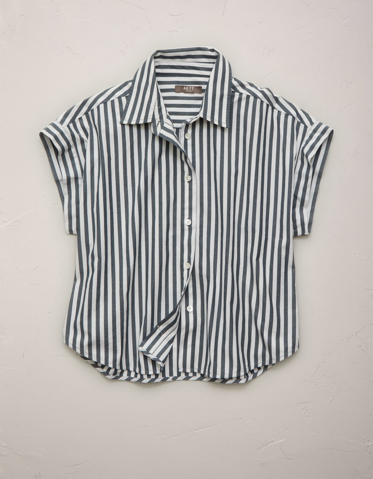 AE77 Cropped Poplin Short-Sleeve Shirt - image 3
