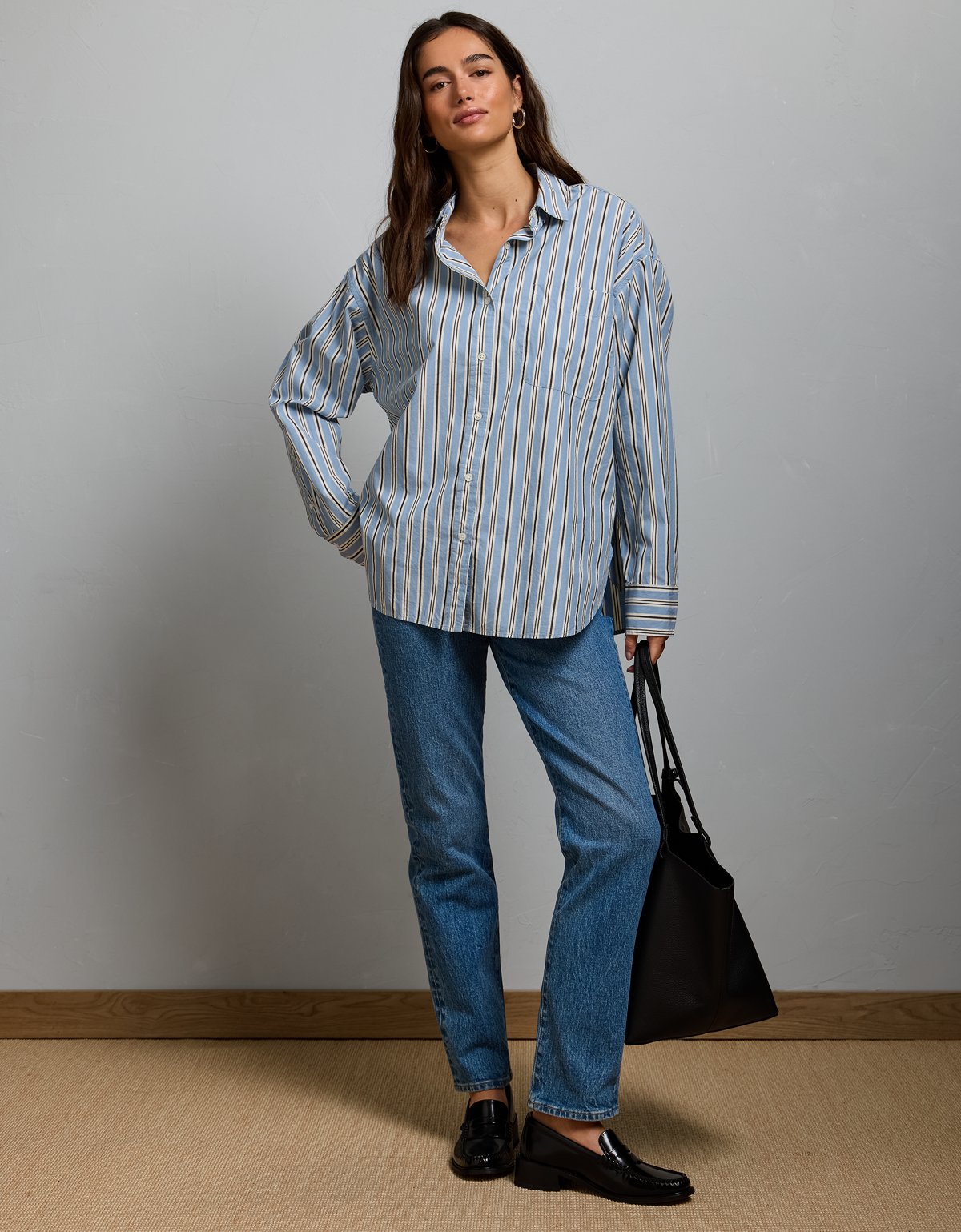 AE77 Premium Oversized Poplin Button-Up Shirt - image 5