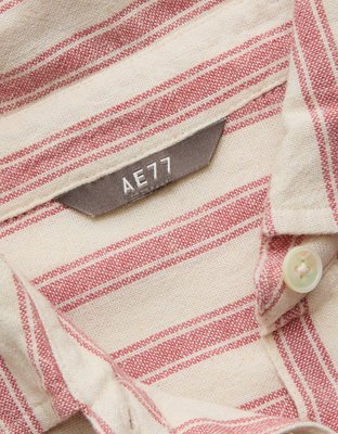 AE77 Boxy Cropped Linen-Blend Button-Up Shirt