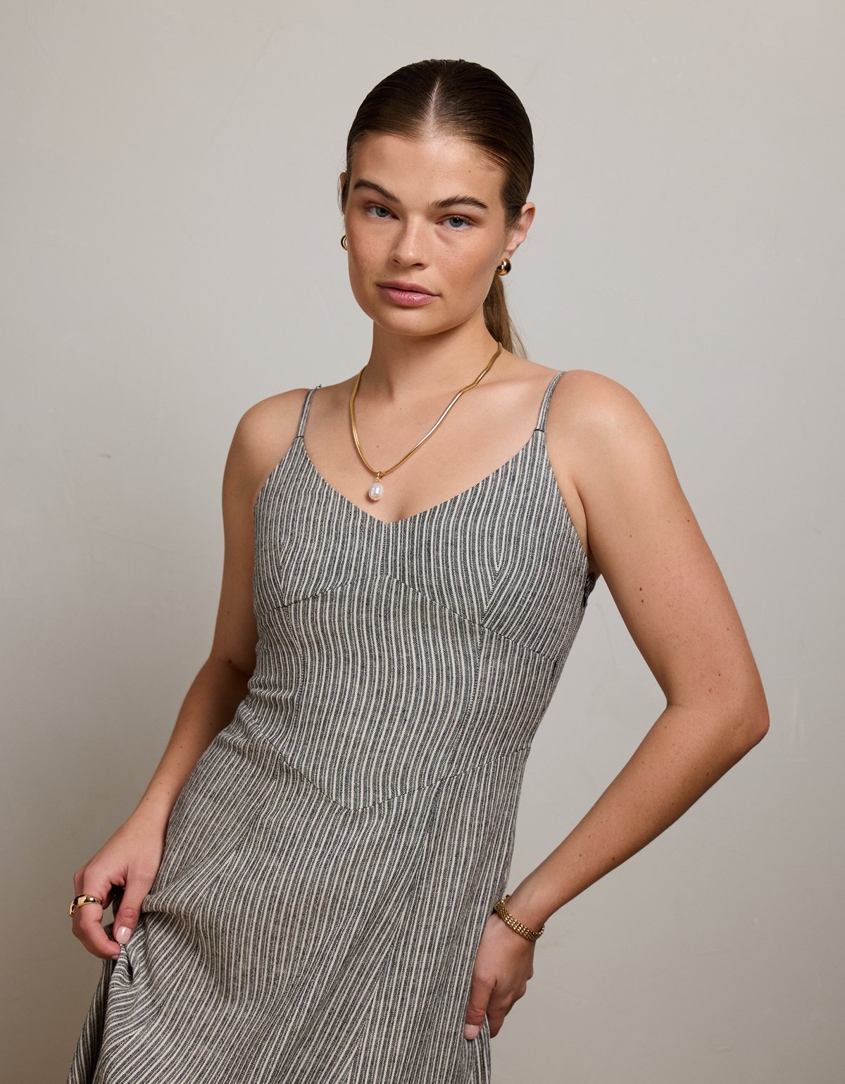 AE77 Linen-Blend Slip Dress - image 5