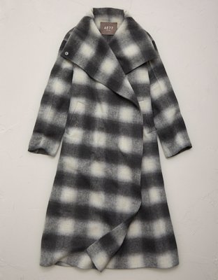 AE77 Premium Plaid Wrap Coat