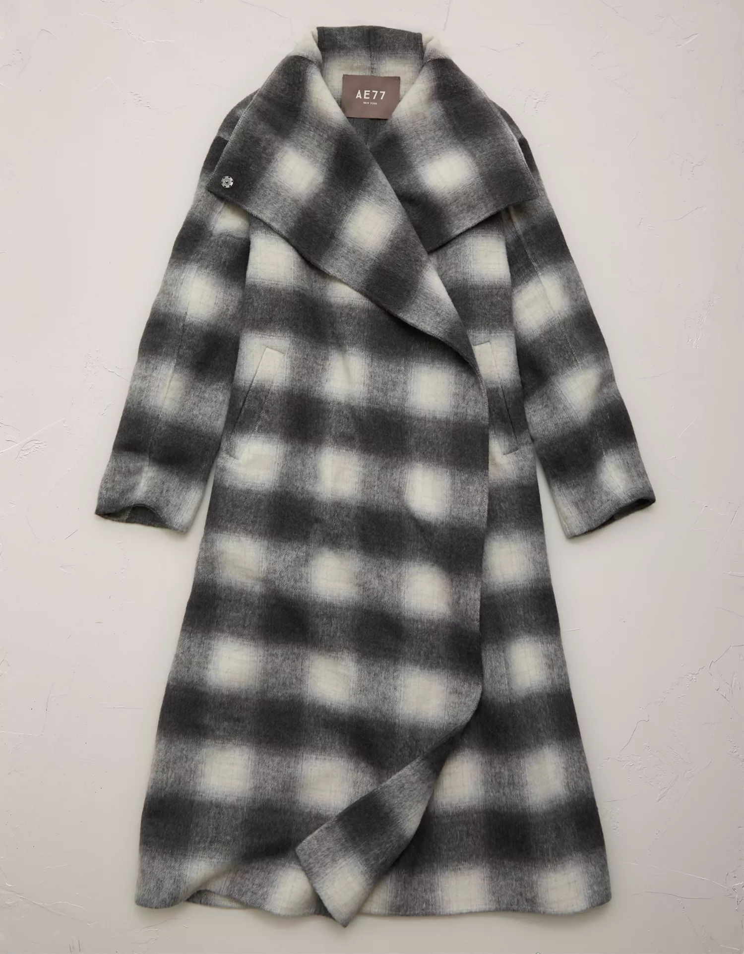 AE77 Premium Plaid Wrap Coat