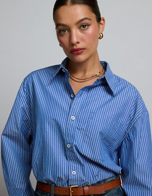 AE77 Premium Oversized Poplin Boyfriend Shirt