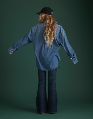 AE77 Premium Denim Boyfriend Shirt