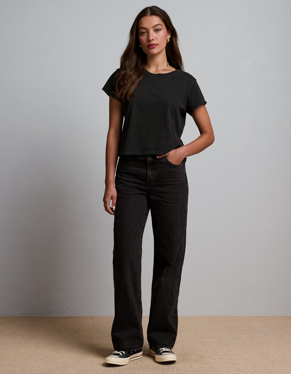 AE77 Premium Boxy Cropped Crewneck T-Shirt - image 5