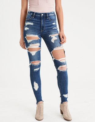 AE Denim X Super HighWaisted Jegging, Shredder Indigo American Eagle