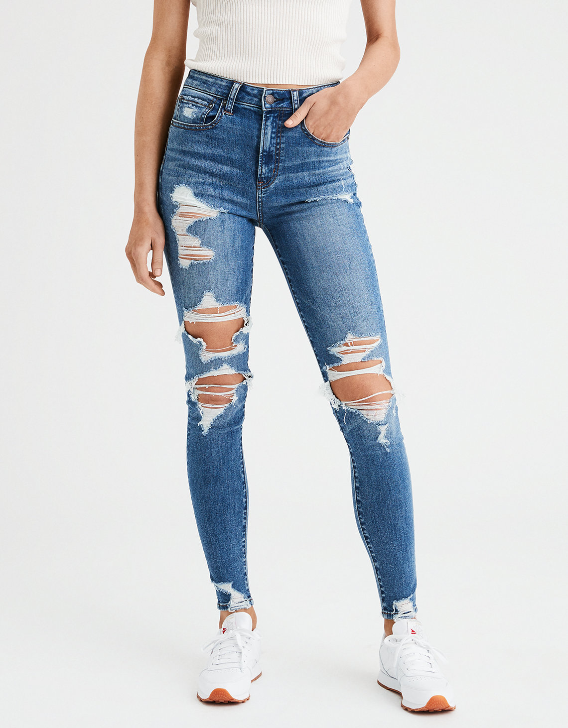Super High-Waisted Jegging, Super Destroy | American Eagle Outfitters