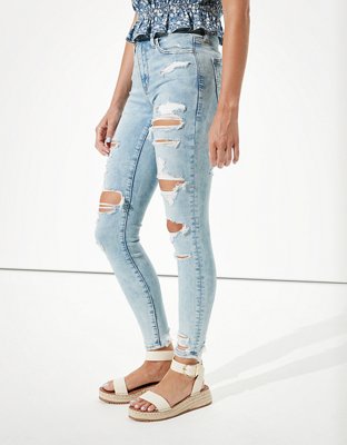 Женские джинсы American Eagle AE Ne(x)t Level Ripped Super High-Waisted Jegging — фото 4