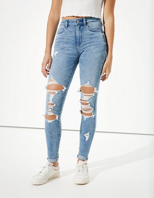 ripped high rise super skinny jeans