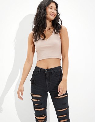 Женские джинсы American Eagle AE Forever Soft Ripped Super High-Waisted Jegging — фото 4