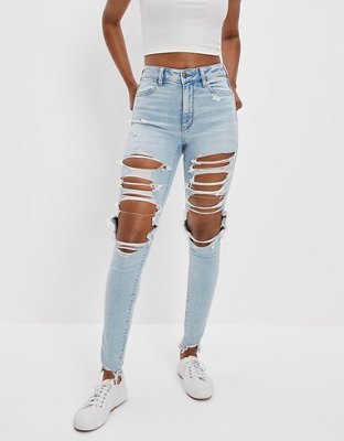 Buy American Eagle Women Grey Next Level Ripped Super High-waisted Jeans  online