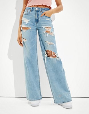AE Ripped Super High-Waisted Baggy Wide-Leg Jean
