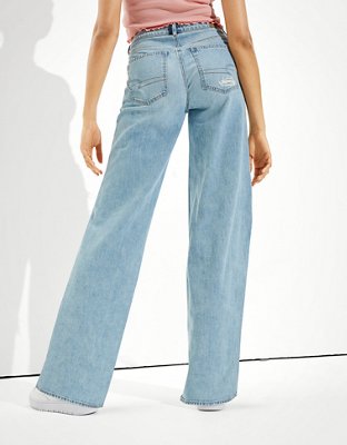 ae ripped super high waisted baggy wide leg jean