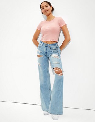 AE Ripped Super High-Waisted Baggy Wide-Leg Jean