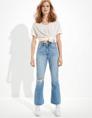 Higher High-Waisted Cropped Flare Jeans for Women