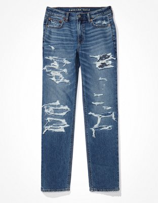 american eagle patched ripped jeans