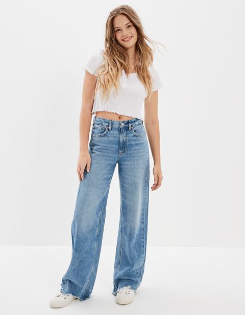 Женские джинсы American Eagle AE Super High-Waisted Baggy Wide-Leg Jean