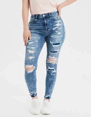 american eagle white high waisted jeans