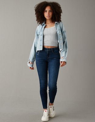 Shop Textured Mid Rise Jeggings with Elasticised Waistband Online