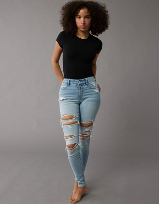 AE Next Level Curvy High-Waisted Ripped Jegging