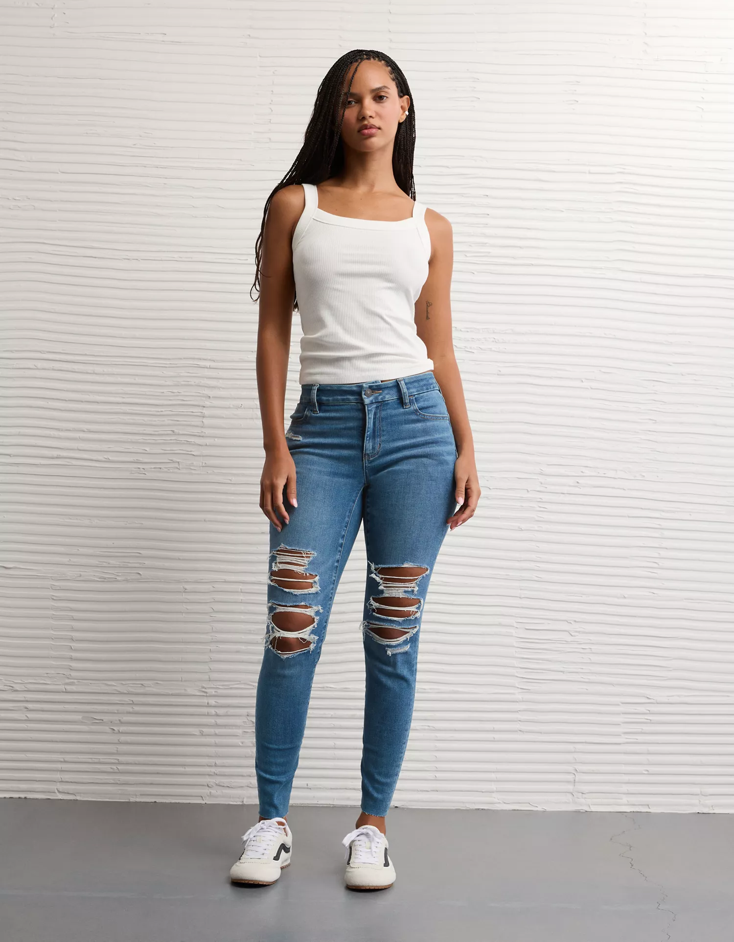 AE Next Level Curvy Ripped High-Waisted Jegging