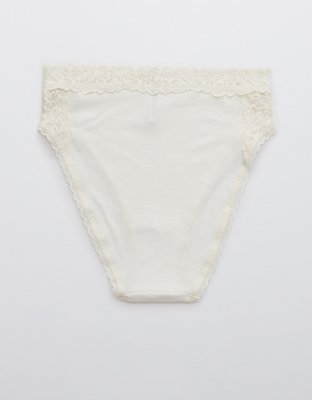Aerie Cotton Holiday Best Lace High Waisted Mom Underwear