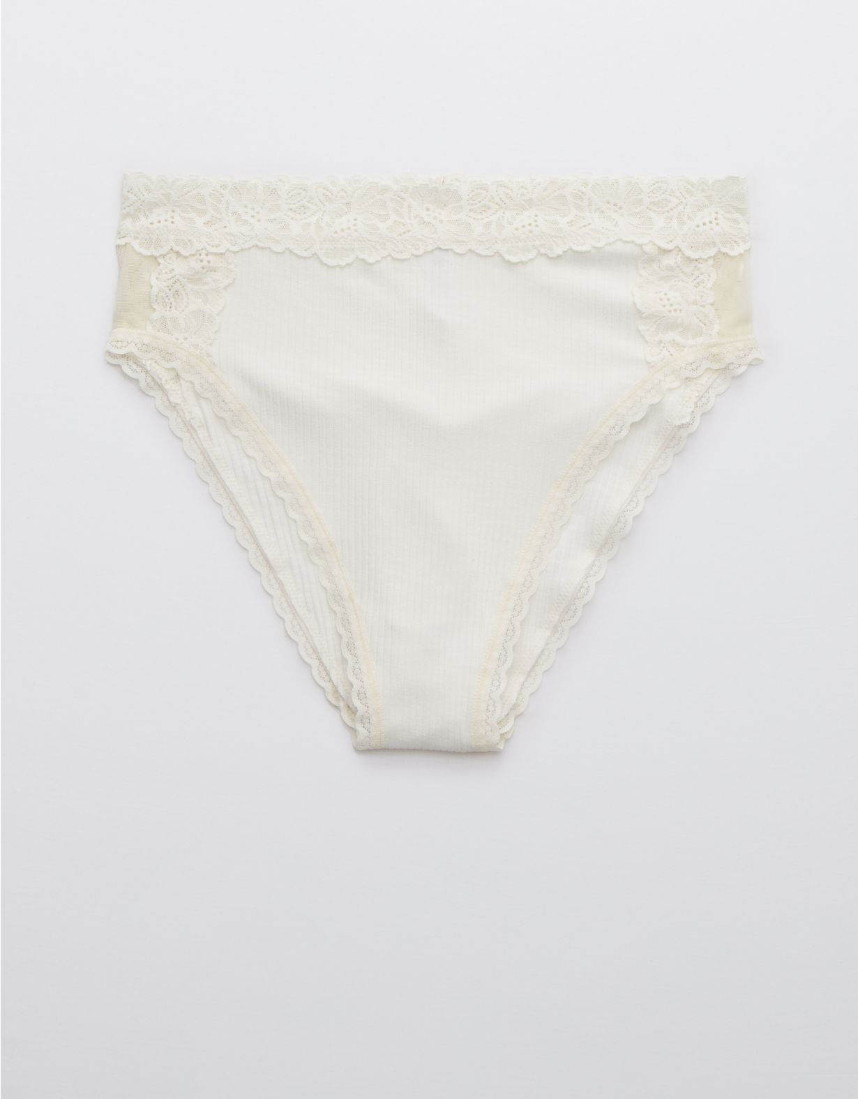 Aerie Cotton Holiday Best Lace High Waisted Mom Underwear