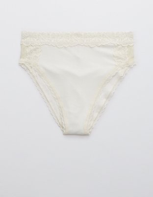 Aerie Cotton Holiday Best Lace High Waisted Mom Underwear