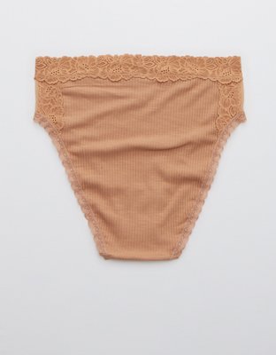 Aerie Cotton Holiday Best Lace High Waisted Mom Underwear