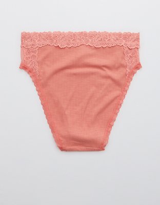 Aerie Cotton Holiday Best Lace High Waisted Mom Underwear