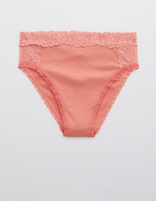 Aerie Cotton Holiday Best Lace High Waisted Mom Underwear