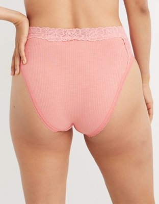 Aerie Cotton Holiday Best Lace High Waisted Mom Underwear