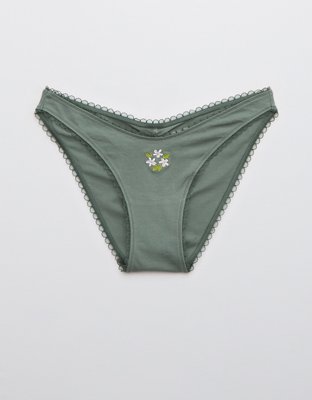 Aerie Cotton Embroidery High Cut Bikini Underwear