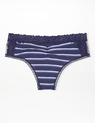Aerie Ribbed Holiday Best Lace Cheeky Underwear