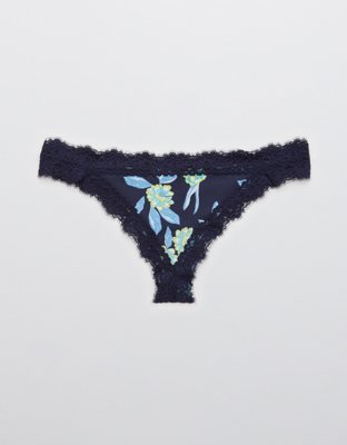 Aerie Cotton Eyelash Lace Thong Underwear