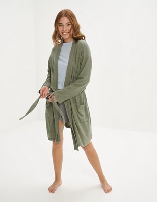 Women's Knit Fleece Long Cardigan, Loungewear Robe