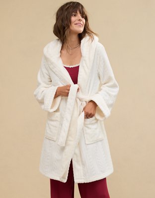 Aerie Bata de Fleece en Punto Trenzado