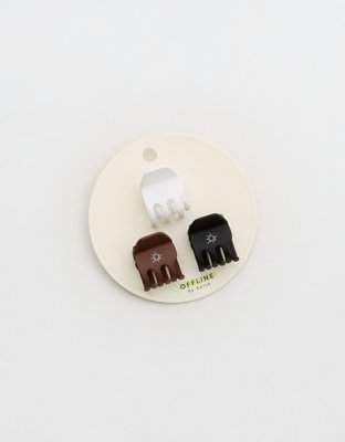 Женские аксессуары для волос Offline By Aerie Mini Hair Clip 3-Pack, цвет: Насыщенный чёрный — фото 4