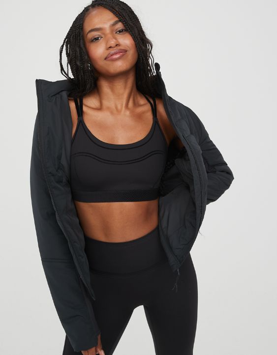 OFFLINE By Aerie Goals Velvet Trim Sports Bra