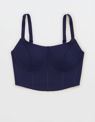 OFFLINE By Aerie Real Me Blue Houndstooth Cap Sleeve Sports Bra