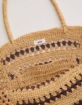 Aerie Mix Stitch Straw Bag