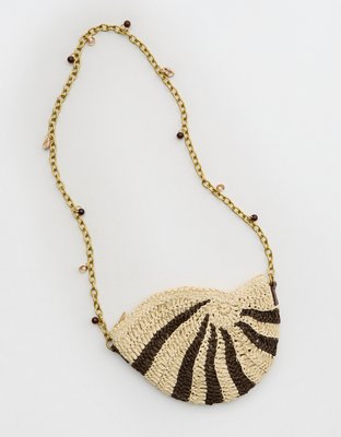 Aerie Straw Shell Charm Bag