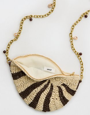 Aerie Straw Shell Charm Bag