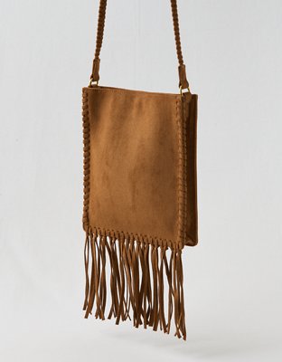 Aerie Suede Fringe Crossbody Bag