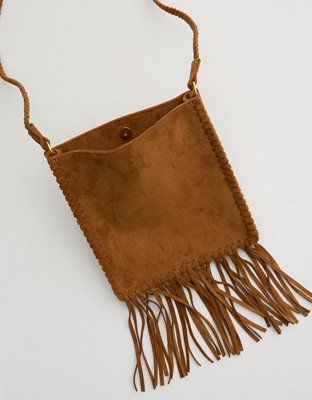 Aerie Suede Fringe Crossbody Bag