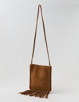 Aerie Suede Fringe Crossbody Bag