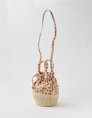 Aerie Straw Bottom Bucket Bag