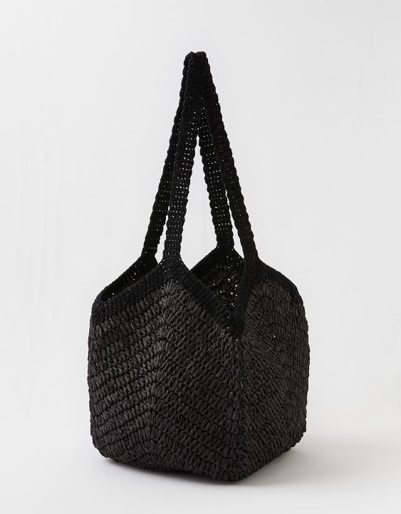 Aerie Crochet Metallic Tote Bag